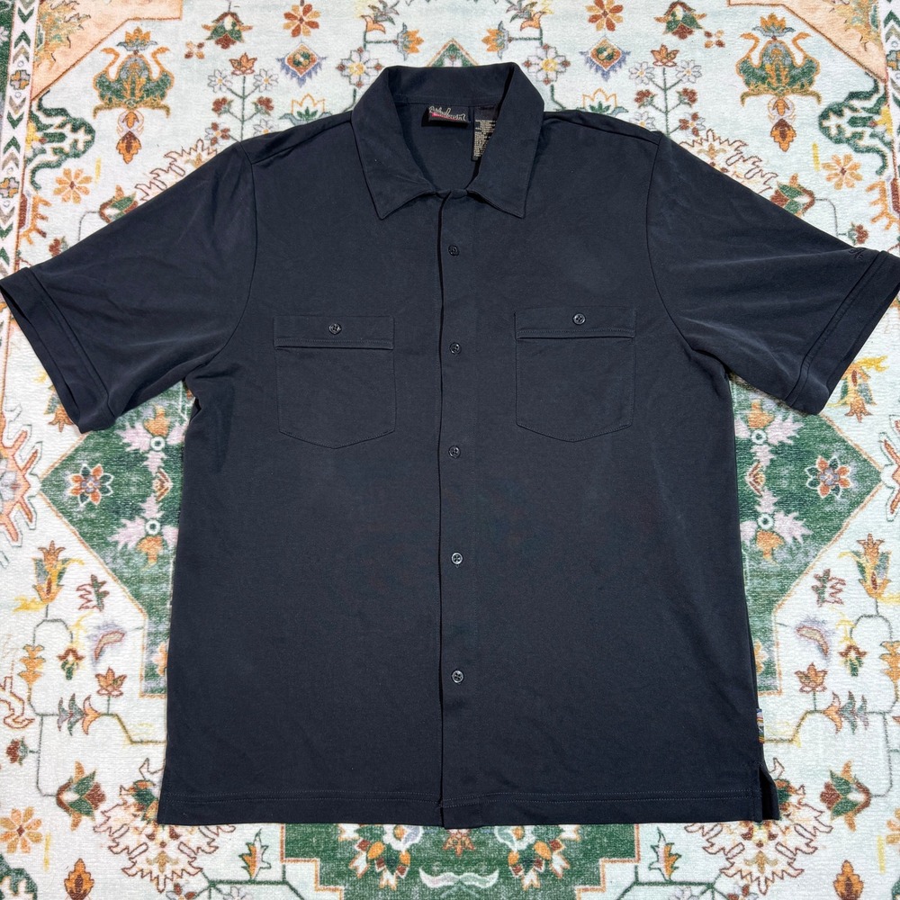 Quiksilver Mens Black Button Down‎ Short Sleeve Shirt Casual Work